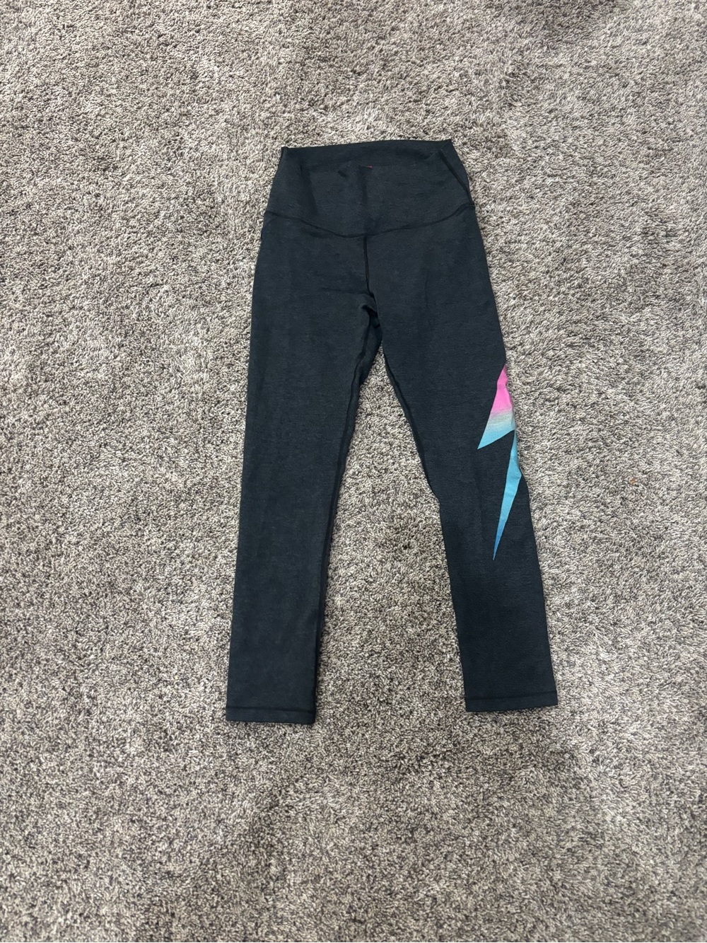 Aviator Nation Black Leggings with Pink & Blue Lightning Graphic
